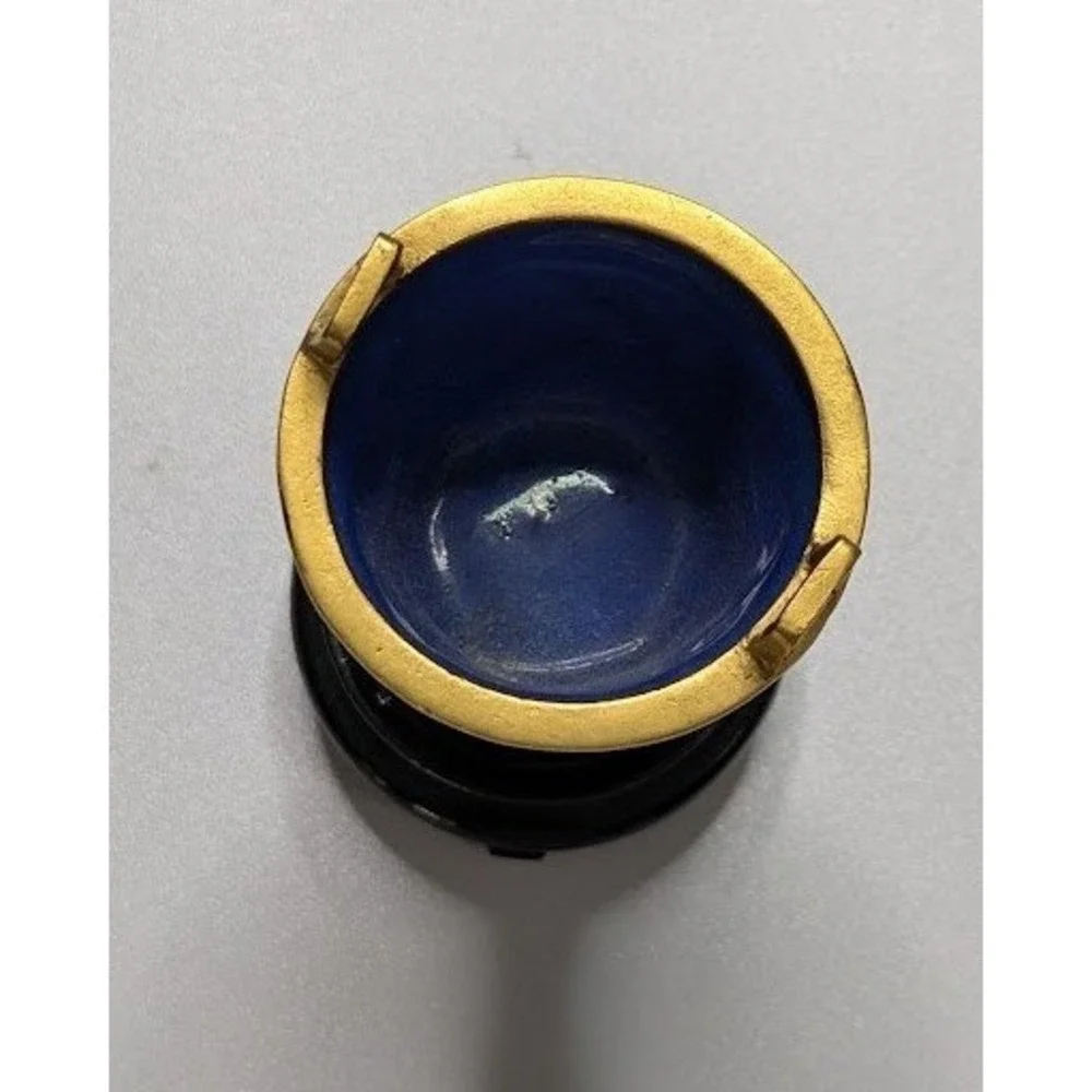 Blue & Multicolor Cloisonné Enamel Mini Vessel with Handles – Bud Vase on Stand